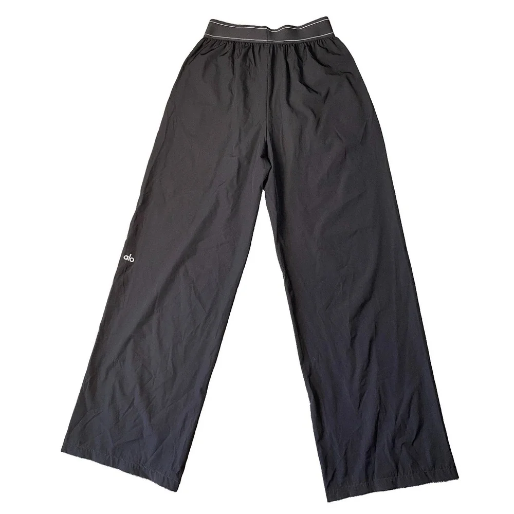 ALO Yoga Women's Suit Up Trouser Black Wide Leg Pants Size Medium Trousers